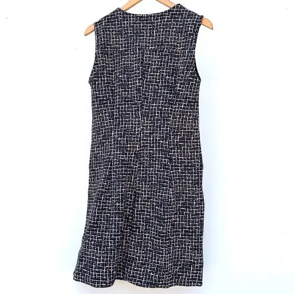 ME+EM Ponte Jacquard Tweed Shift Mini Dress Short 8 Navy Blue Office Work - Picture 8 of 10